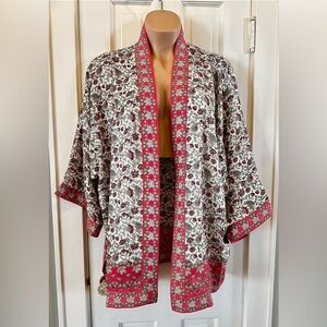 Max Studio Floral Open Kimono with Pink Accents Size 3X